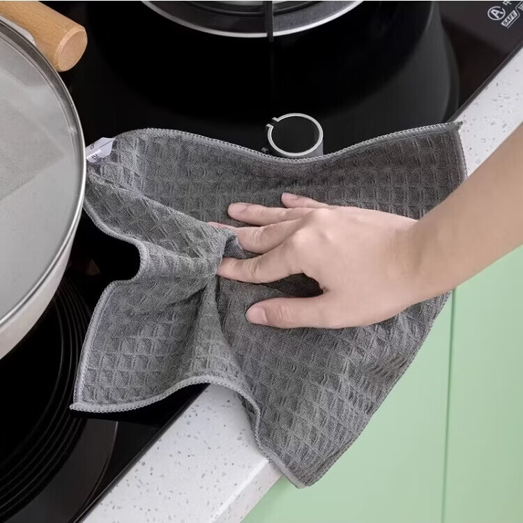 茶花（CHAHUA）鱼鳞抹布家用擦玻璃不掉毛吸水魔力清洁布厨房浴室擦桌专用华夫格 【3片装-30*30cm】华夫格抹布 1包