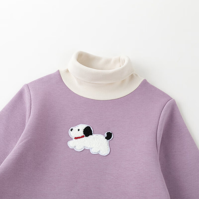 嘟嘟家[循环发热]男童半高领T恤秋冬款女童打底衫抗静电宝宝长袖t冬季新 紫色 130