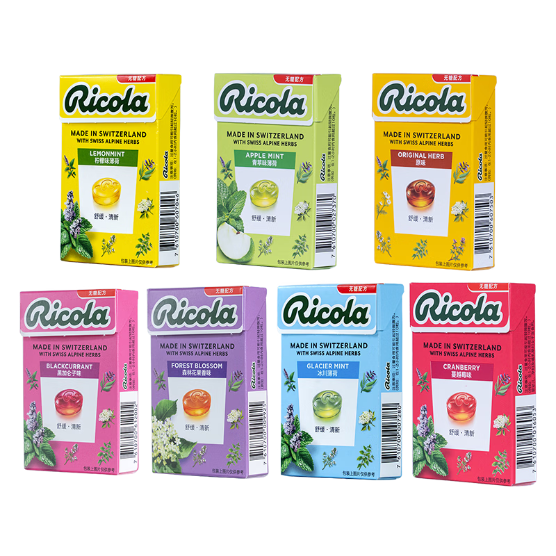 �����֣�Ricola��IU�Ƽ���ʿ�������Ǳ�����������������������滺��ɤ��40g*6�� 6��ζ��1��(����ƻζ) 40g