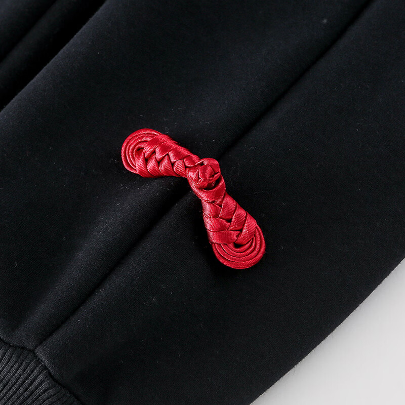 棉花堂（cottontown）【新年】棉花堂童装男童盘扣加绒裤女童拜年服新款儿童保暖束脚裤 黑色 90 90/50