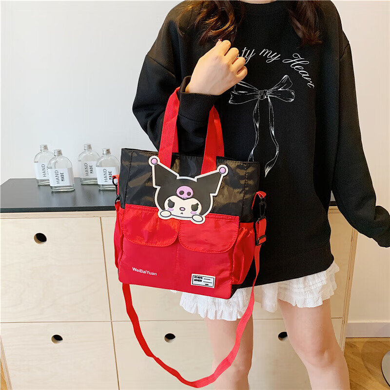 可爱卡通学生补习袋大容量潮帆布包美术手提斜挎包单肩女包 库洛米