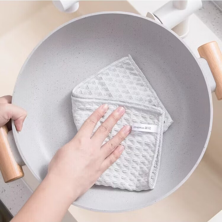 茶花（CHAHUA）鱼鳞抹布家用擦玻璃不掉毛吸水魔力清洁布厨房浴室擦桌专用华夫格 【3片装-30*30cm】华夫格抹布 1包
