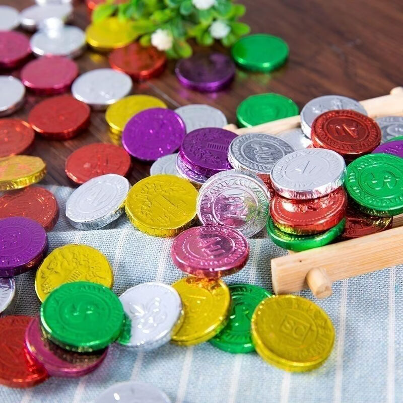 特价小彩币巧克力五彩小金币罐装儿童零食糖果年货婚庆批发桶装 彩色金币一桶约200粒