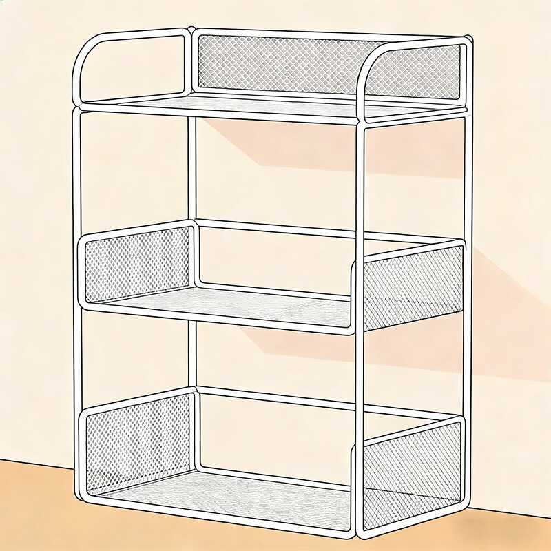 尔思家厨房置物架杯架高级感轻奢家用多功能储物柜多层收纳架柜子分层架 白色三层大号【桌面款】