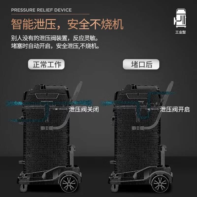 杰诺5400W工业用吸尘器大功率商用大吸力干湿两用桶式酒店地毯工厂车间仓库粉尘颗粒强力除尘机JN301T 100L升级版（手持吸+边推边吸）自动抖尘