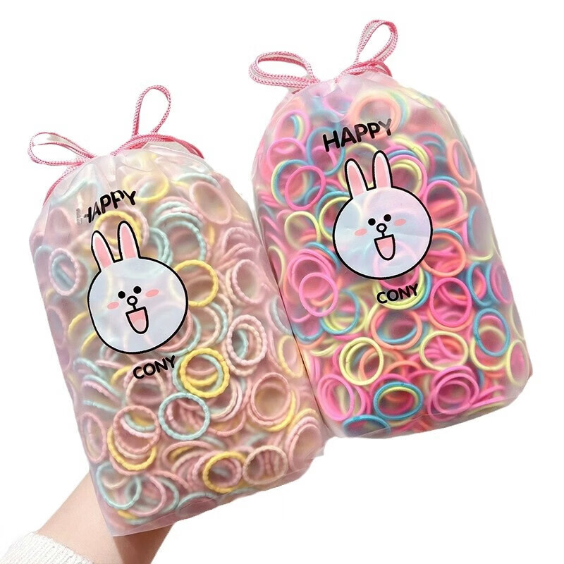 儿童宝宝皮筋不伤发小号扎小啾啾拇指发圈弹性好头饰女童头绳 06春天色500根/包