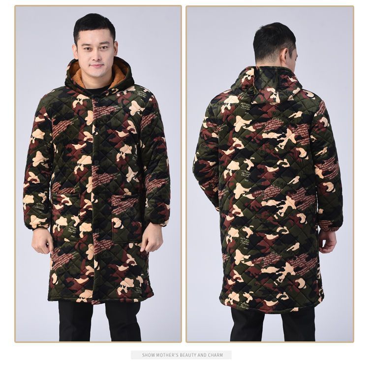 珥志四川省服 冬季加肥加大男士罩衣加绒加厚款长款工作服耐脏保暖外 轻薄【单层加绒防水】 9XL 9X码 （253-280斤 )