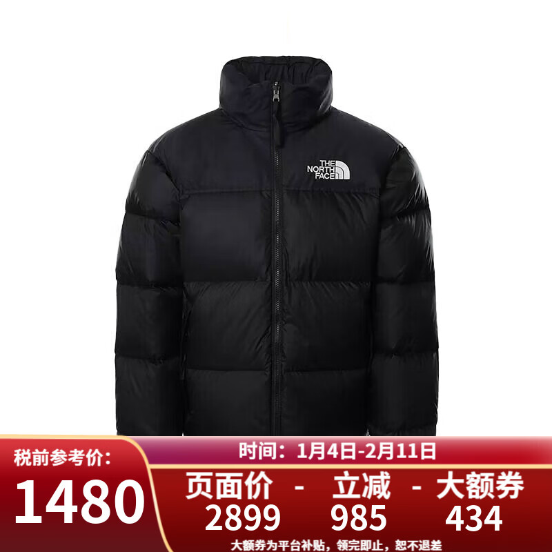 北面（The North Face）美版1996Nuptse男女款羽绒服潮牌经典户外700蓬 NF0A3C8D男款LE4-黑色 L
