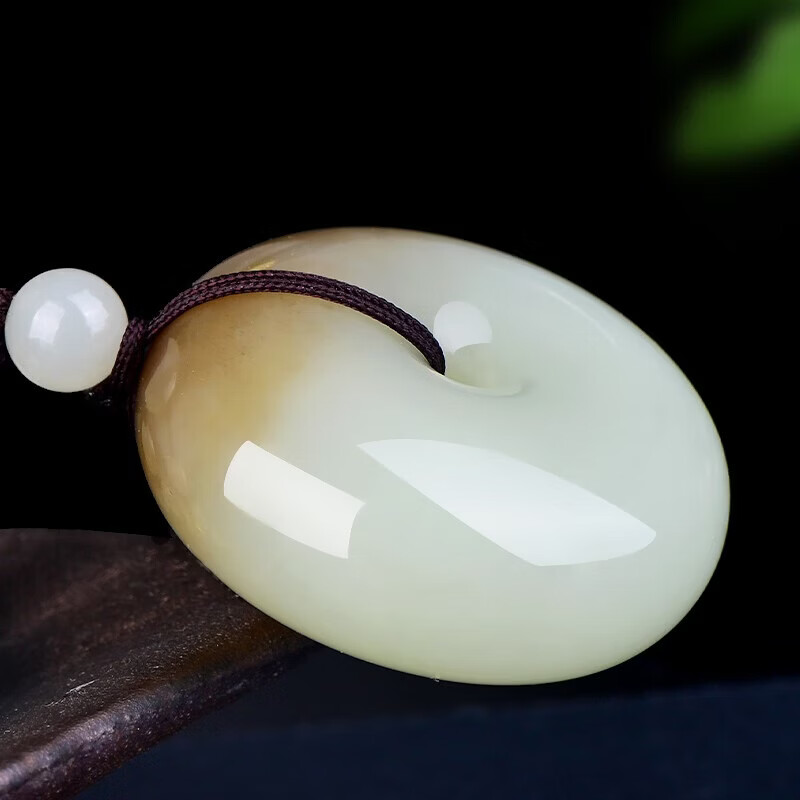 神翠鸟和田玉平安扣吊坠糖羊脂玉无事圆牌孤品玉坠象征诸事皆宜 配绳子  【约34mm】款九QYH2729f