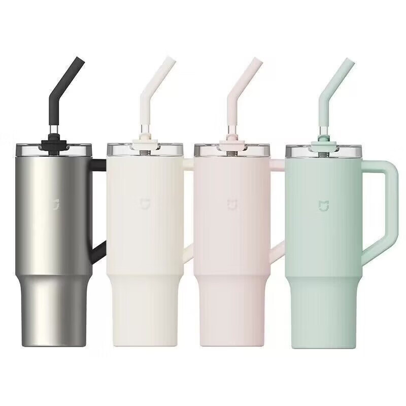 小米(MI)吸管保温杯1L大容量冰霸杯巨无霸水杯316L不锈钢保冷杯吸管杯 小米米家吸管杯 青柠绿