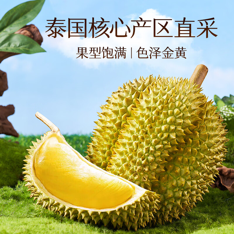 喜德农泰国金枕榴莲果肉无核1kg/袋树熟速冻新鲜冷冻榴莲肉水果顺丰包邮 无核冰烤两吃果肉100gx12盒【活动优选】