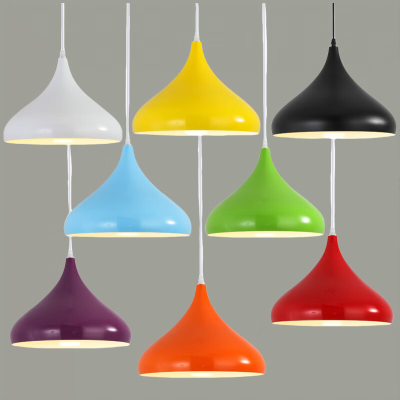 振牛吊灯工业风餐饮店餐厅餐馆火锅店铺专用灯具现代简约餐桌彩色灯罩 【17cm黑色】配10W暧光