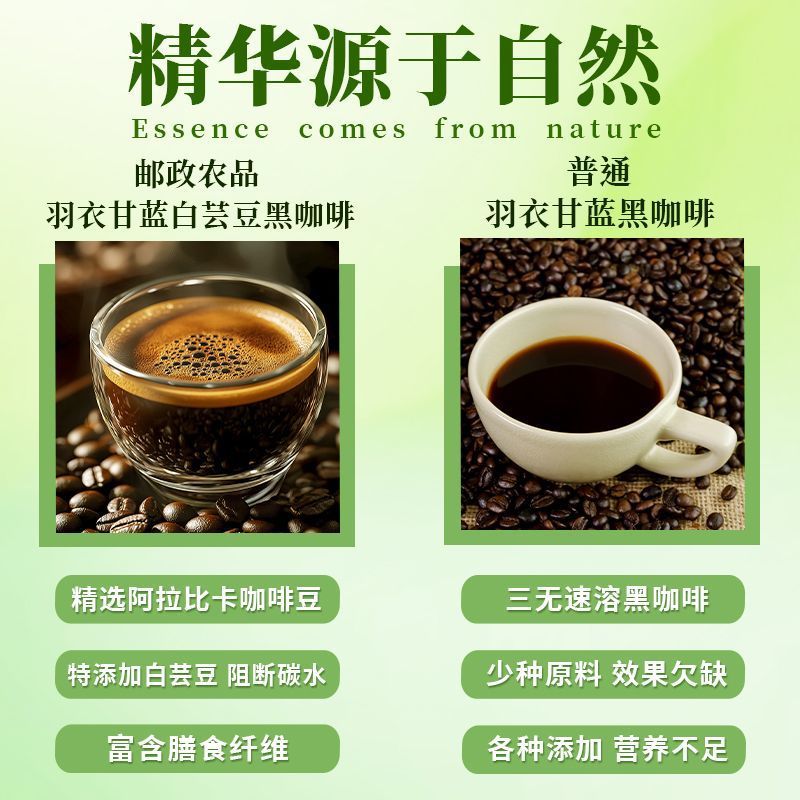 邮政农品【邮政农品】羽衣甘蓝白芸豆黑咖啡速溶提神醒脑0糖小粒 一盒48 克(2克*24条)