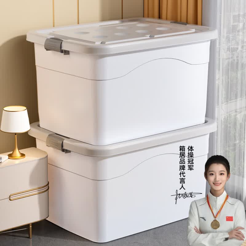 箱居塑料收纳箱大号衣物整理箱搬家箱储物箱带轮特大号玩具被子打包箱 收纳箱带盖【38*27*20】