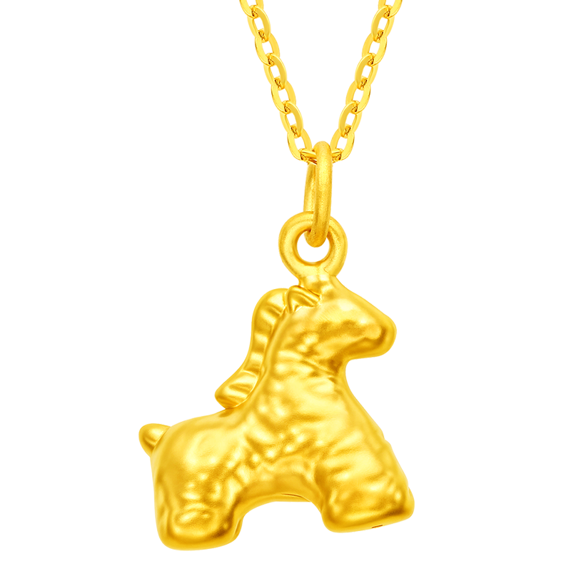 佐卡伊黃金吊墜女足金999生肖馬年本命年金項(xiàng)鏈送女友新年禮物約0.5克