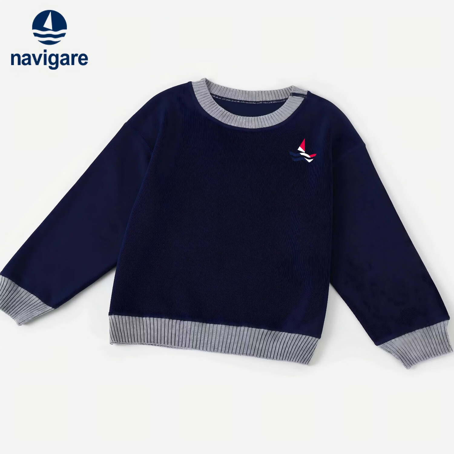 纳维凯尔（Navigare）意大利小帆船儿童毛衣男童针织衫女童套头打底上衣学生童装 深蓝 110