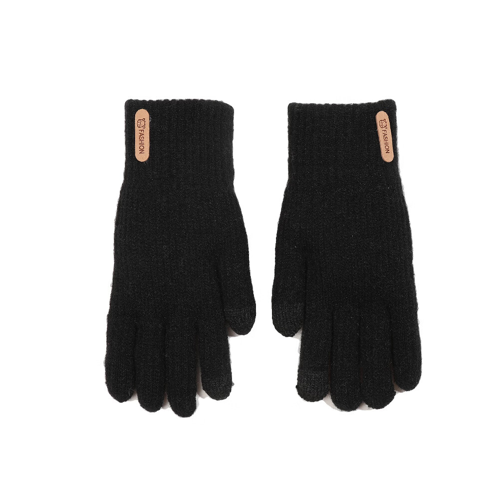 【厂家直发】针织保暖手套女韩系ins学生秋冬季防寒加绒触屏骑车 粉色【美拉德竖标】