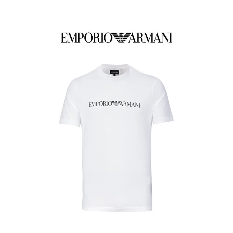 EMPORIO ARMANI阿玛尼新款春夏季运动休闲男短袖t恤8N1TN5白黑字 XL