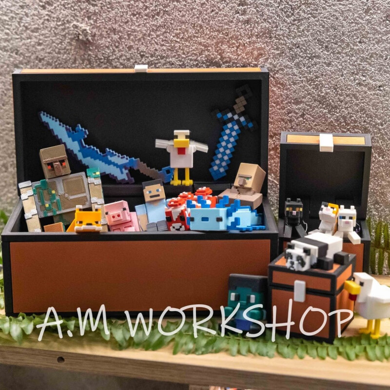 我的世界超大宝箱储物箱3D打印可动桌面摆件diy摆摊定制 单独一个200mm长宝箱(内部不含东西)