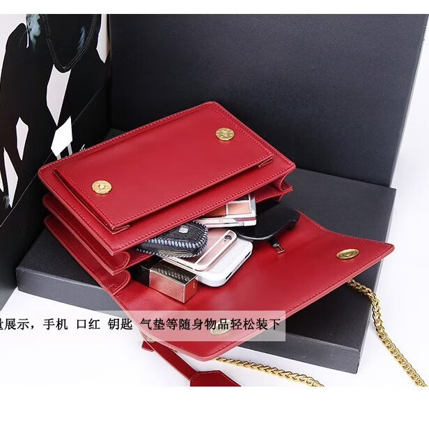 酷奇袋鼠包包女包2026新款轻奢链条单肩斜挎包女士女神节送女友生日礼物 红金+送精美礼盒
