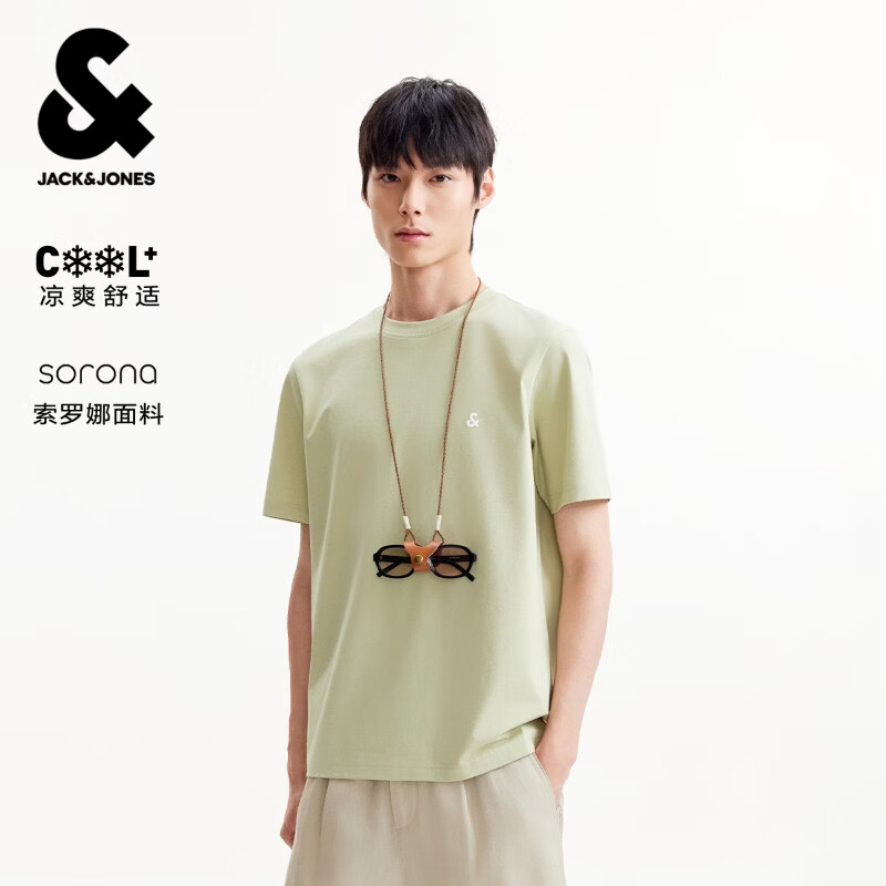 杰克·琼斯（JACK&amp;JONES） 【凉感】男装春季T恤上衣百搭多色LOGO刺绣圆领短袖226101109