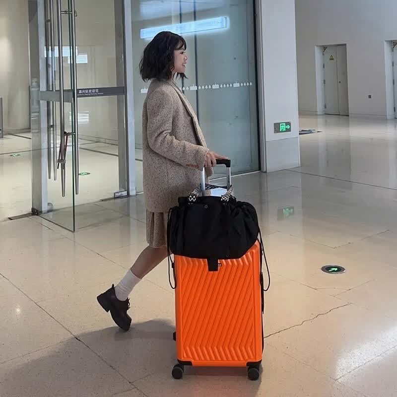 凌秀短途旅行包大容量轻便行李袋母婴包多功能手提背包开口收纳包 黑色