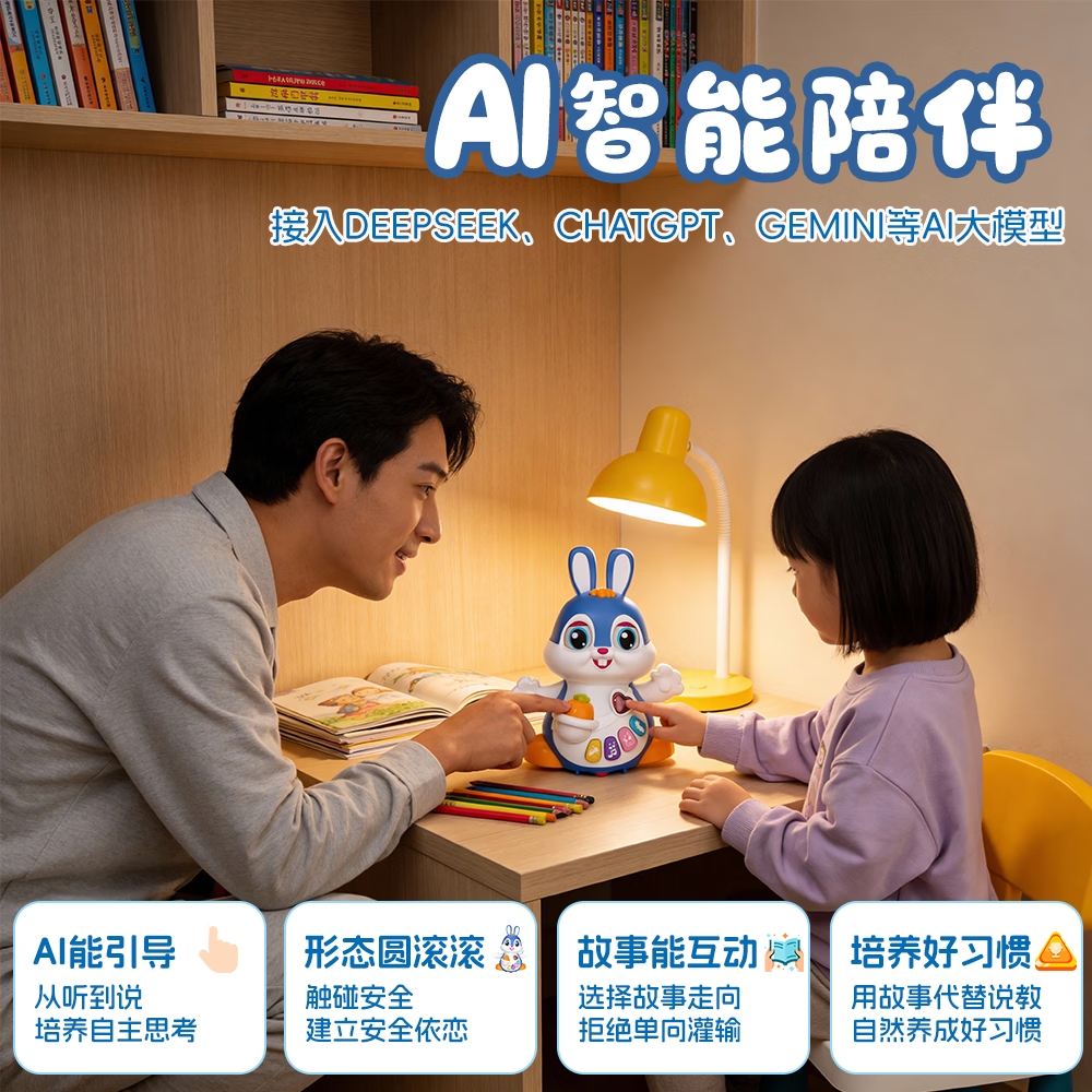 斯麦儿儿童启蒙早教玩具AI智能早教机儿童陪伴兔薇薇AI智能对话故事机
