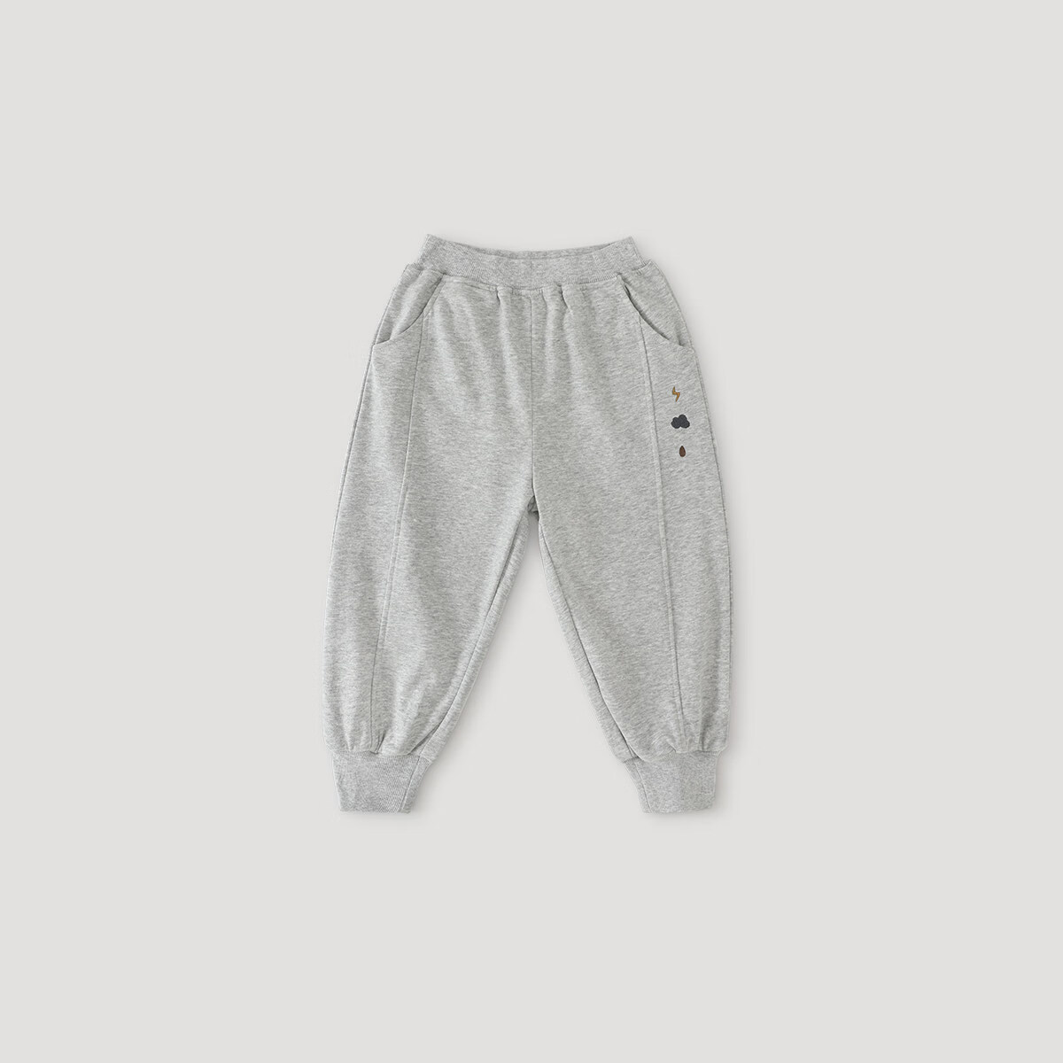 巴厘小猪儿童裤子男童秋冬季加绒加厚保暖裤运动裤春秋宝宝卫裤女童休闲裤 浅花灰(春秋款) 120