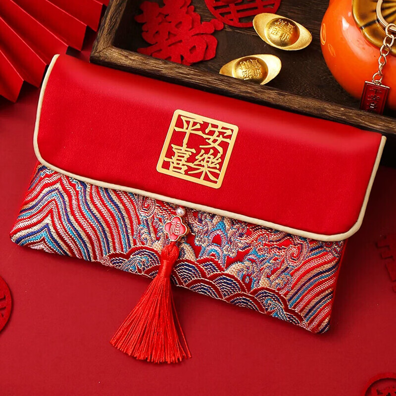 简艺饰家新年红包2026年创意最新款马年过年春节小红包压岁钱 刺绣万元布艺红包 大号（8.8*16.8cm）30个