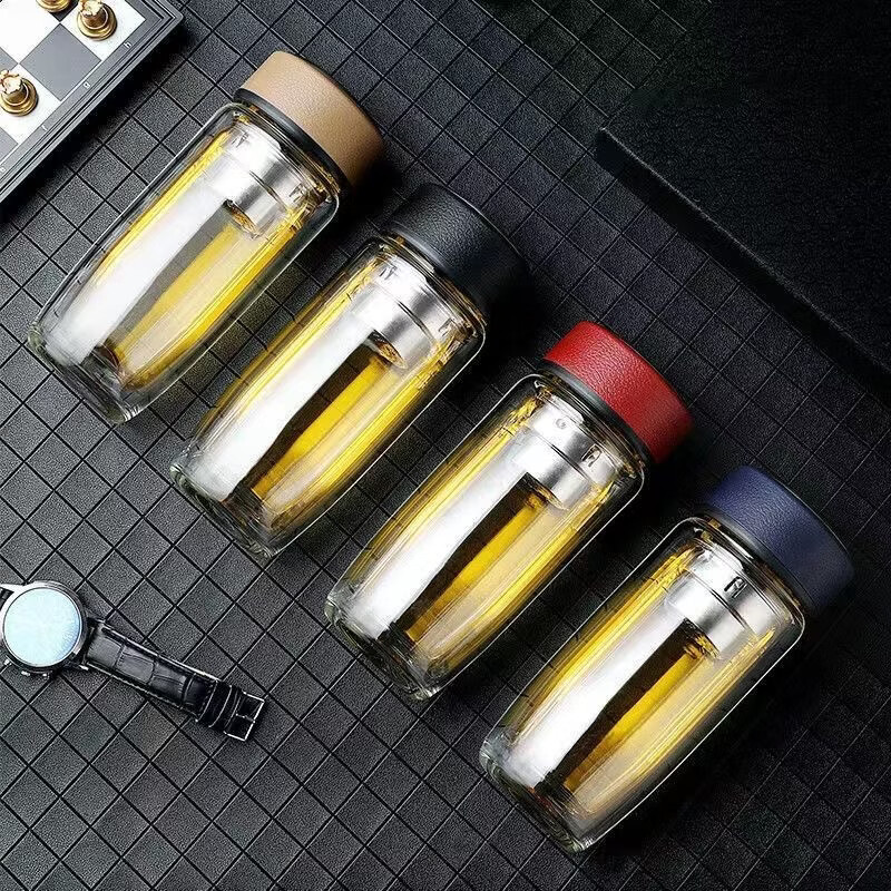 大容量加厚双层玻璃杯鹅蛋杯男女商务泡茶杯隔热个 钢本色 双层防烫 350ml