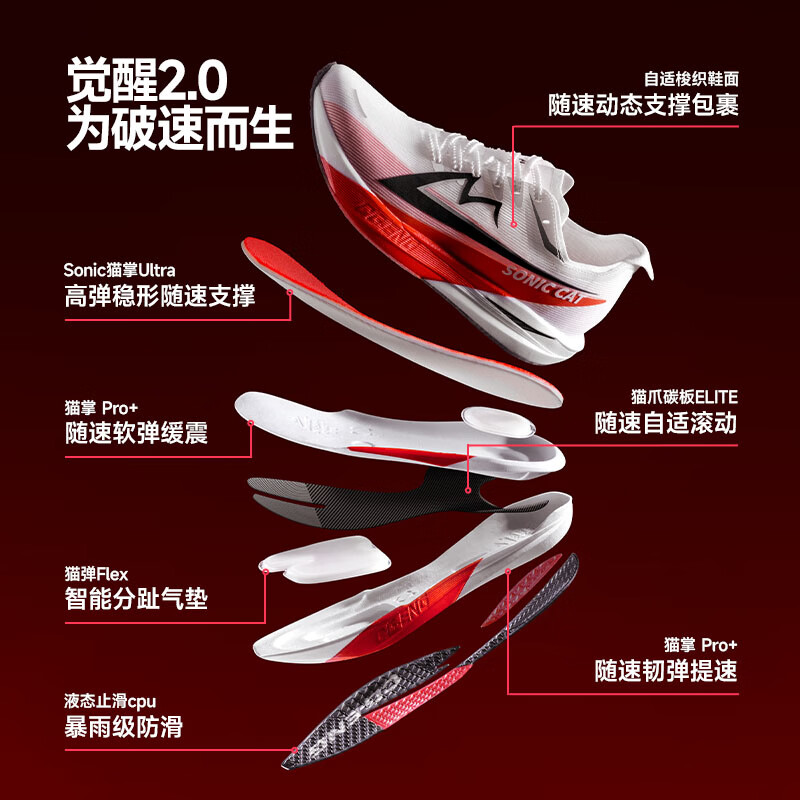 音速猫 x 北京体育大学丨觉醒2.0全掌碳板跑鞋秋冬加厚款田径训练跑步鞋 动脉 【秋冬加厚款】 42
