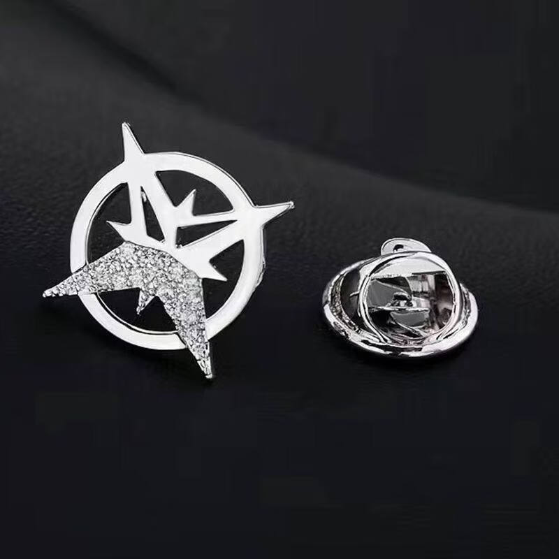 KZD老凤凰商务男士胸针西装胸花六芒星衬衫领针扣ins个性微章 金色胸针