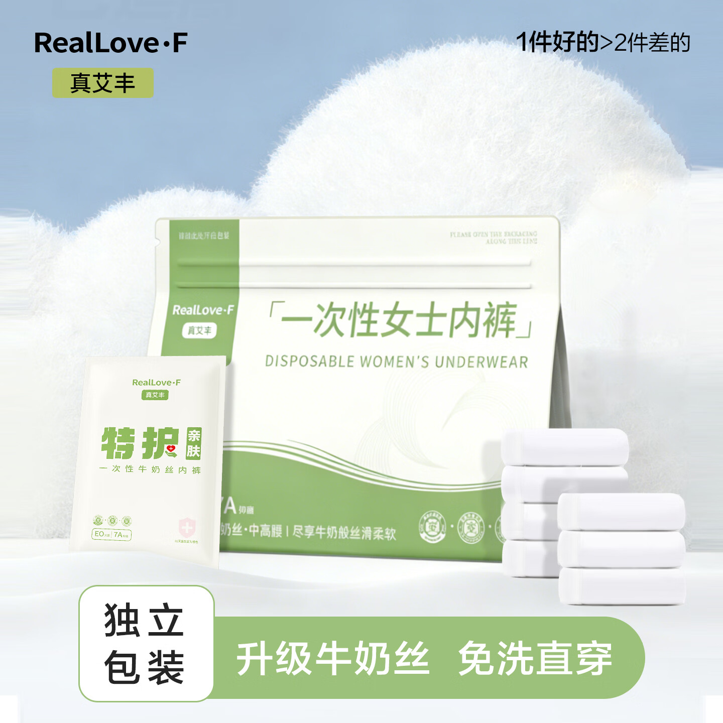 REALLOVE·F女款日抛裤月子产妇棉无菌独立包装高腰大码旅游一次性灭菌短内裤 7条装 2XL码【适合130斤以上】