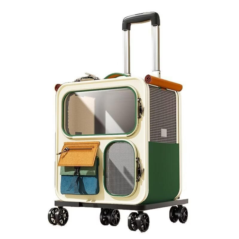 无他宠物拉杆箱猫包便携猫咪行李箱狗笼 4409绿色包+拉杆