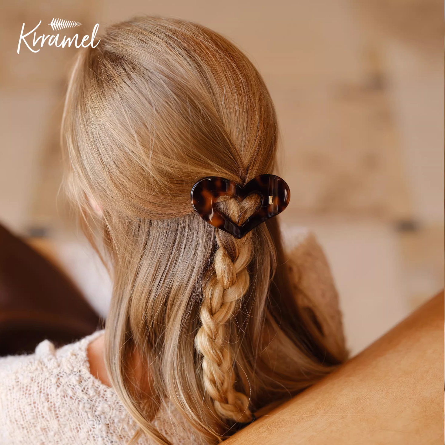 KRRAMEL弧形扁平发夹后脑勺神器女醋酸盘发鲍鱼固发神器2026新款发饰梳子 爱心【醋酸抓夹】-玳瑁棕