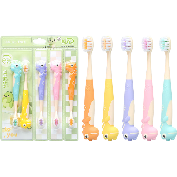 HERM'S【太空恐龙儿童】软毛牙刷3-12岁换牙期护龈清洁牙齿可爱创意童趣 山姆恐龙儿童牙刷/ 5支