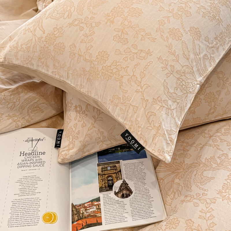 水星家纺床上四件套纯棉磨毛被套被罩加厚床单笠款三件套轻奢床品 韵绣 床笠款 1.8m四件套