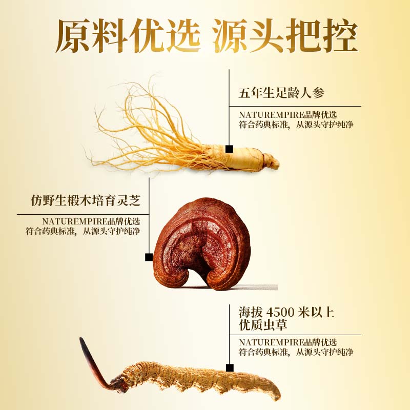NATUREMPIRE美国原装进口稀有人参皂苷rg3rh2胶囊冬虫夏草营养保健补品免疫力 【4瓶长效装】买3赠1 辅助放化 60粒*4瓶