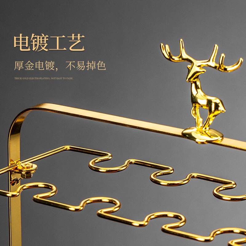 禾达拉金箔高端白酒杯套装家用高级分酒器架子轻奢高档子弹杯一口杯酒具 【金箔矛台杯+金山金箔壶】小高杯/10壶10杯+金鹿杯架