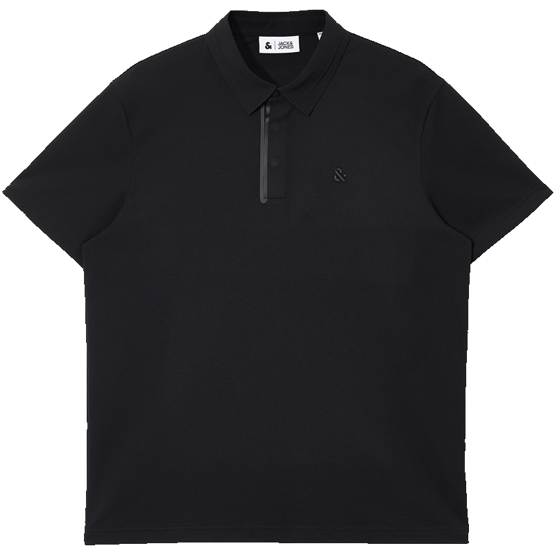 杰克·琼斯（JACK&JONES）【速干】男装春季polo衫上衣吸湿透气简约休闲尖领领型226106023 E43纯黑色 L （180）