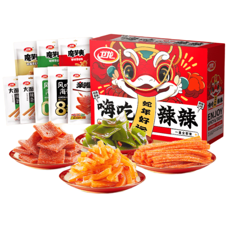 卫龙 魔芋爽 辣条面筋 海带 零食大礼包 1.276kg 休闲解馋零食