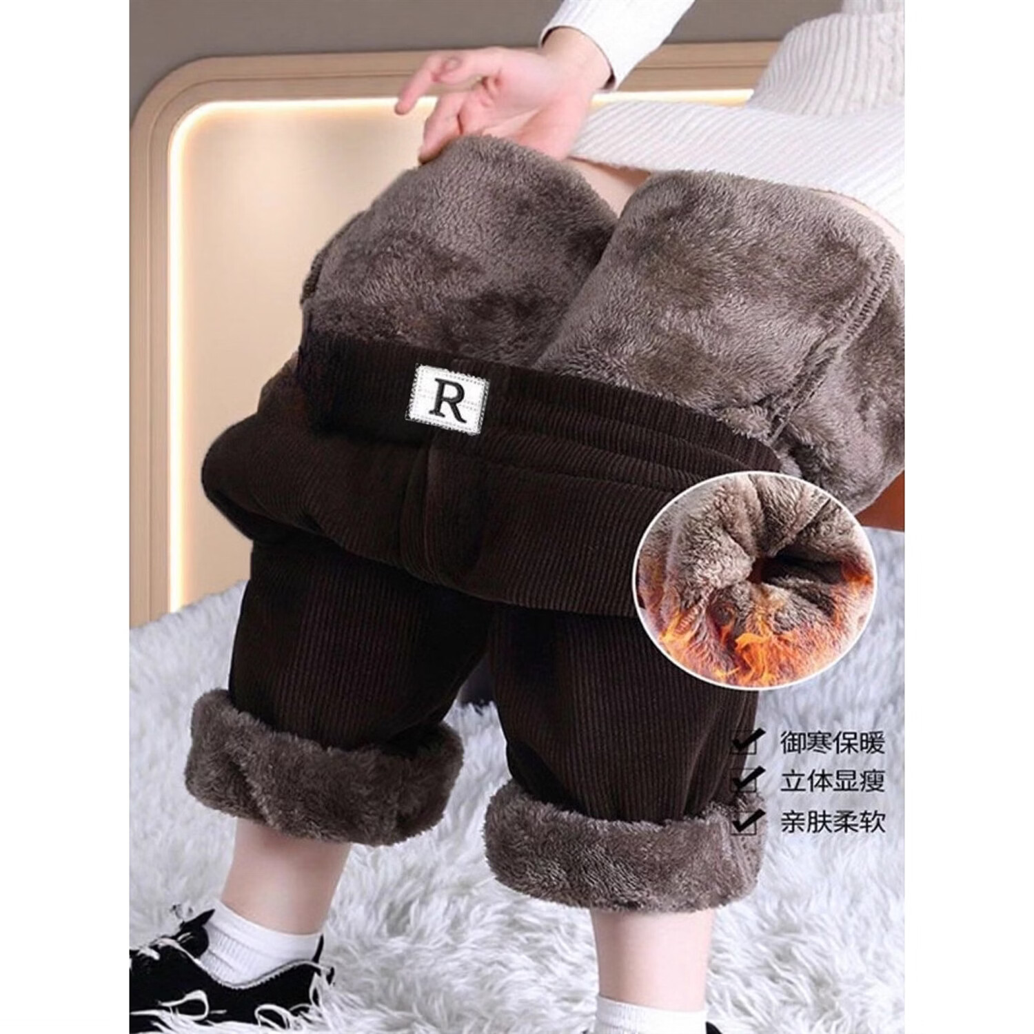 WAMLBN秋冬新加厚妈妈裤高腰弹力休闲裤宽松显瘦直筒裤女长裤加绒 黑色【加绒加厚】 3XL 【115-130斤】