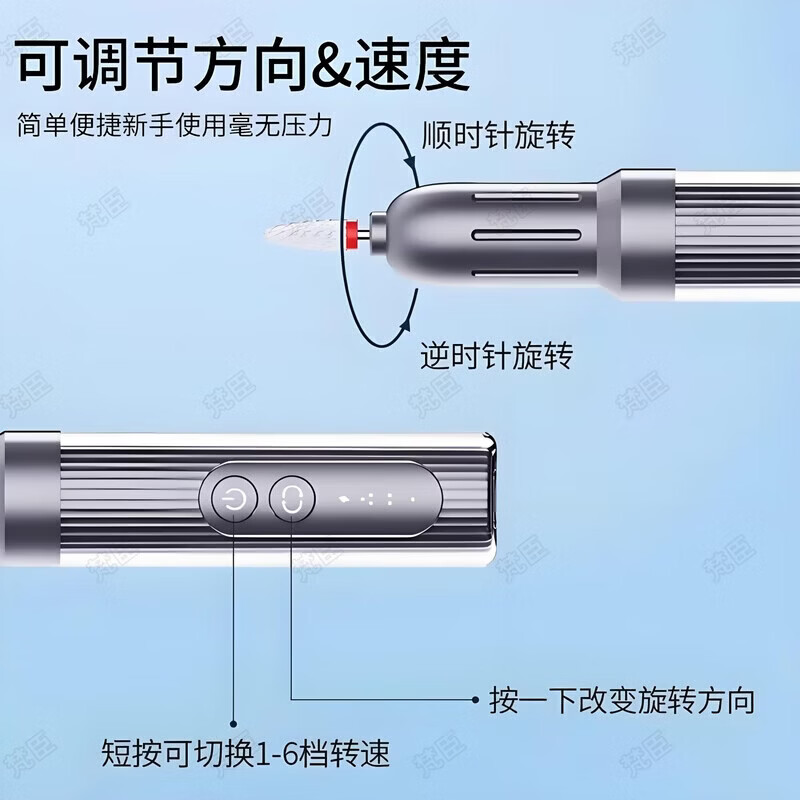 ZYUO日本灰指甲打磨机器电动磨甲器硬脚趾甲修甲美甲专用工具锉刀成人 深空灰【自由换挡  数显清新 】 磨甲抛光 一次解决