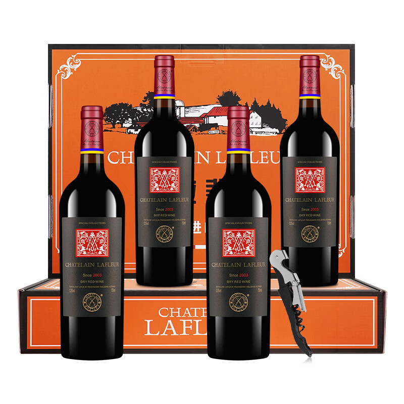 拉斐【官旗】原酒进口红酒拉斐庄园干红葡萄酒750ml 送礼自饮 庄园特藏750ml*4瓶礼盒装