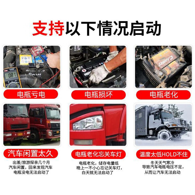 普仕顿（pushidun）汽车应急启动电源12v24v通用货车卡车强起搭电宝车载大容量搬电救援紧急打火器专业汽修户外电源 巨无霸豪华版-12V24V通用【极寒瞬启-60度】