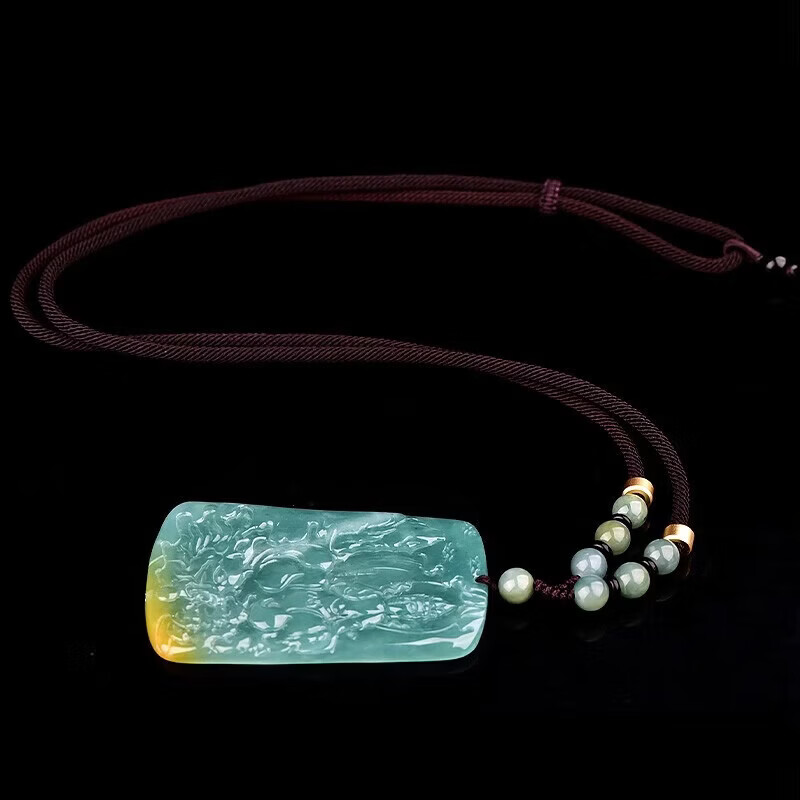 神翠鸟女神节好礼翡翠观音吊坠 男士冰底油青飘黄翡玉观音 款五QYA523i