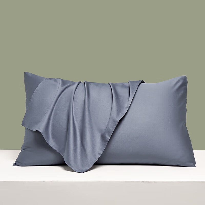 【精选好物】60S长绒棉枕套一对装枕头套单个贡缎高级感双人加厚 远山灰【60S一级新疆长绒棉】 48*74cm一对装