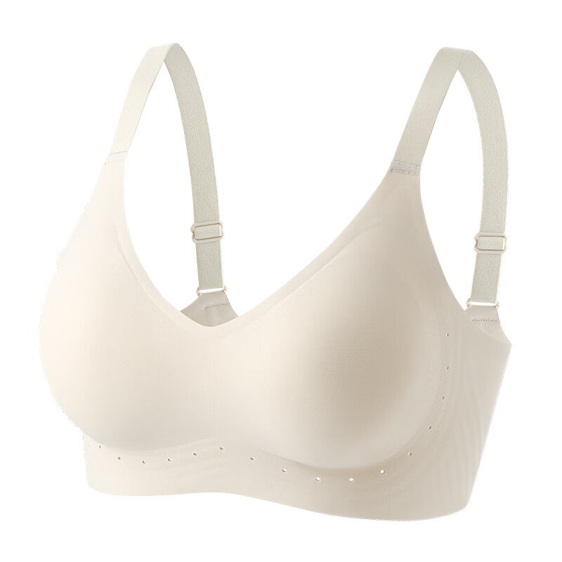 千奈美果冻条无痕凉感侧收副乳弹力美背文胸 奶白 L