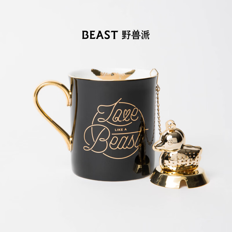 野兽派星辰马克杯陶瓷杯子带茶漏情侣水杯女结婚 唇印马克杯