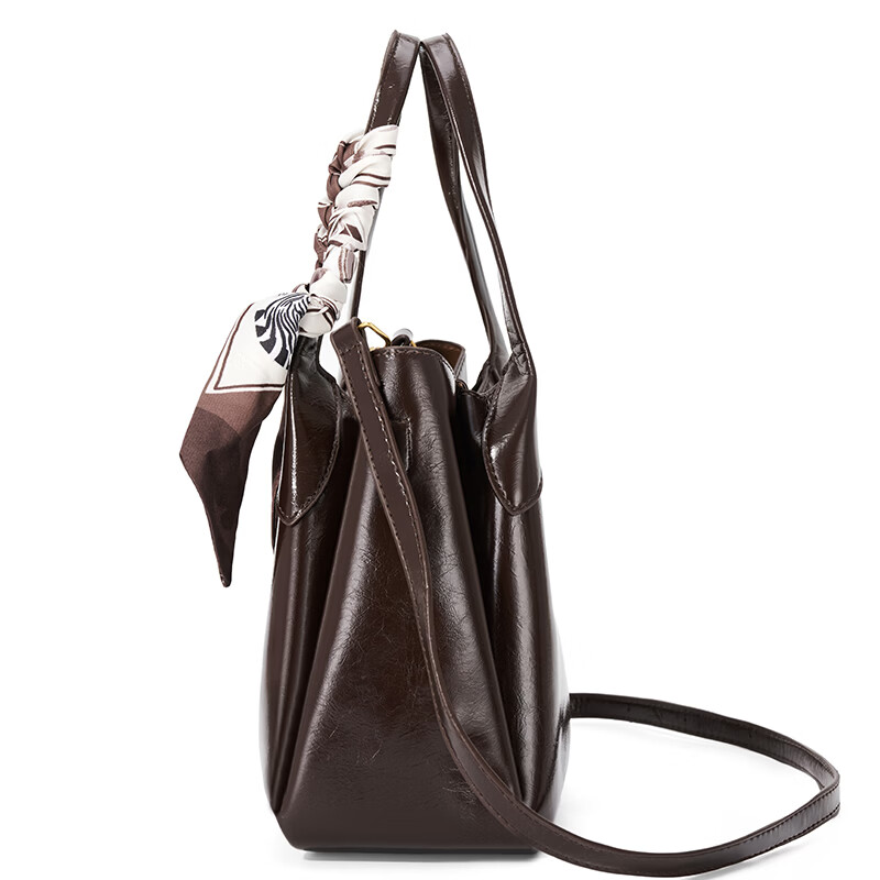 乐其塞文LuckySeven秋冬PU菜篮子手提手拎包斜挎包女生新年礼物通勤 77085 黑色